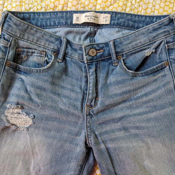 A&F Distressed Light Wash Flare Jeans - Picture 3 of 3
